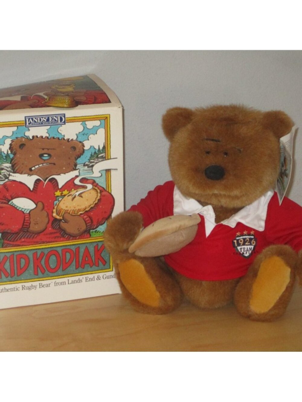 Lands' End Gund Rugby Kid Kodiak 1996 Vintage Plush Brown Bear New in Box